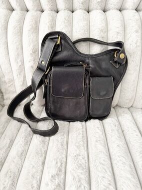 Vintage leather crossbody flap style bag
